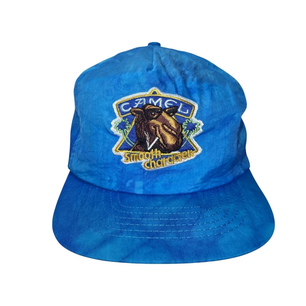 Vintage 90s Y2K Camel Hat Cap Snap Back Blue Nylon Smooth Character Logo